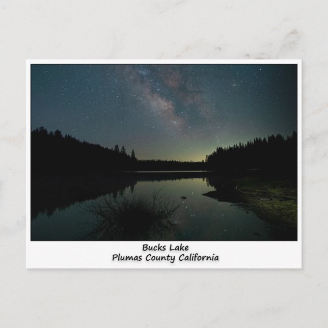 Carte postale du paysage nocturne du lac Bucks (Devant)