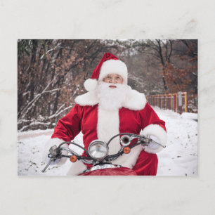 Carte postale du Père Noël à moto
