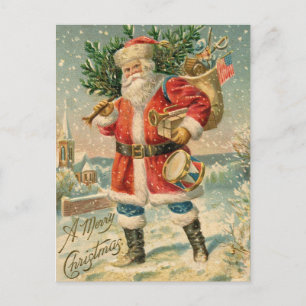 Carte postale du Père Noël patriotique vintage