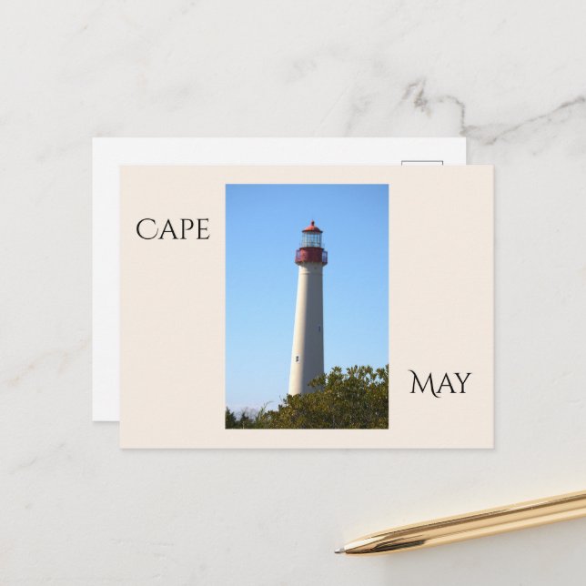 Carte postale du phare de Cape May (Devant/Arrière en situation)