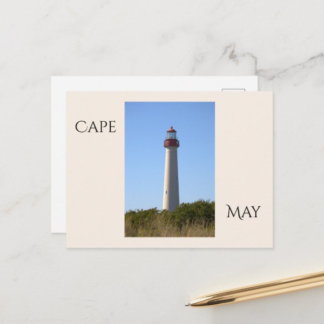 Carte postale du phare de Cape May (Devant/Arrière en situation)
