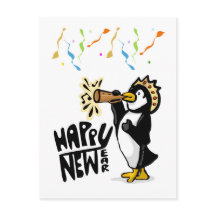 Carte postale du pingouin de la nouvelle année