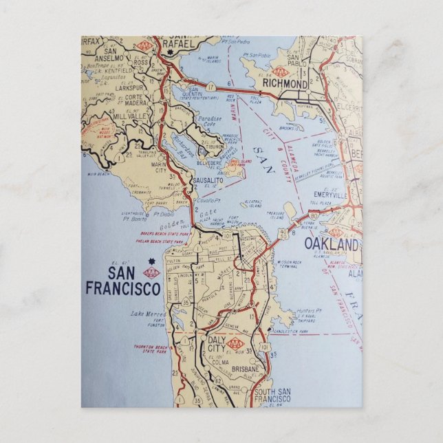 Carte postale du plan de la région de San Francisc (Devant)