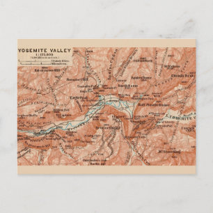Carte postale du plan de la vallée de Yosemite