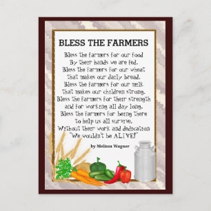 Carte postale du poème Bénir les agriculteurs