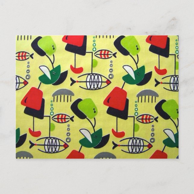 Carte postale du poisson atomique moderne du milie (Devant)