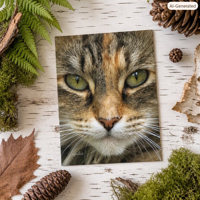 Carte postale du portrait de chat tigré (Créateur téléchargé)