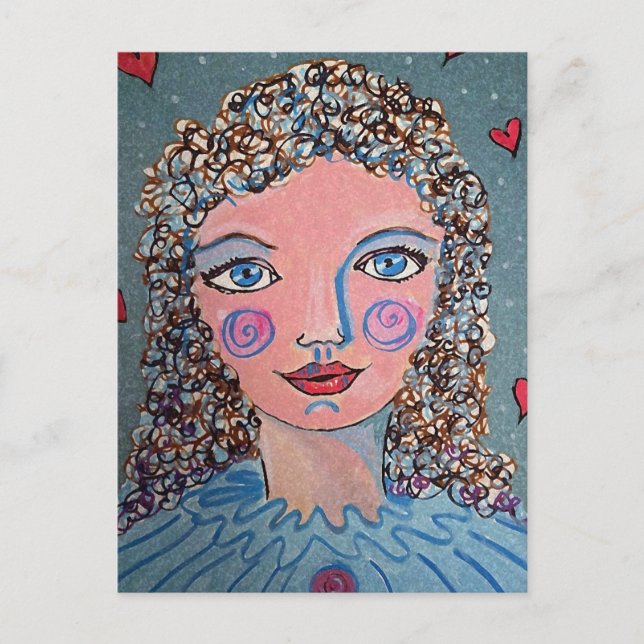 Carte postale du portrait de fille fantaisiste (Devant)