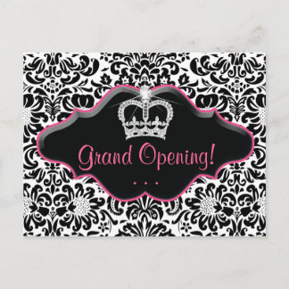 Carte postale du salon Damask Black White Pink Fra