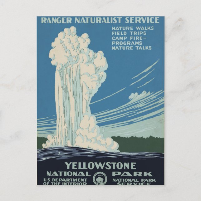 Carte postale du service du parc national Yellowst (Devant)