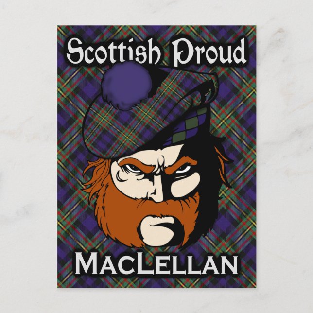 Carte postale du tartan du clan écossais MacLellan (Devant)