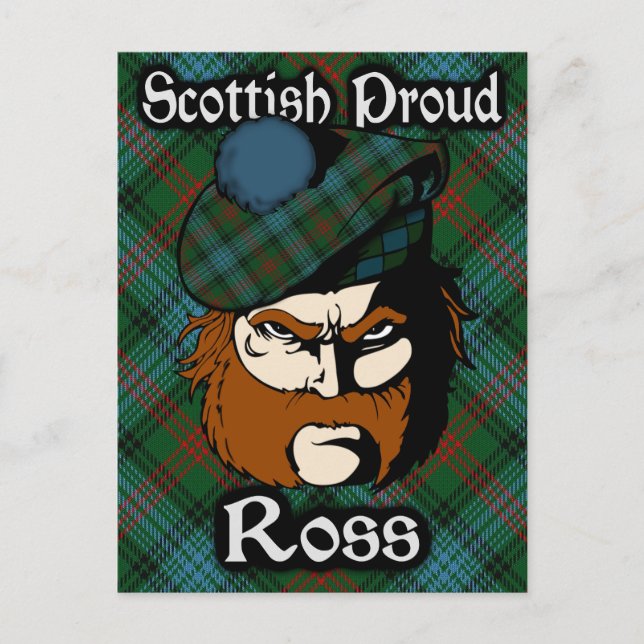 Carte postale du tartan du clan écossais Ross (Devant)