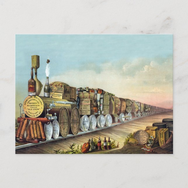 Carte postale du train vintage d'alcool (Devant)