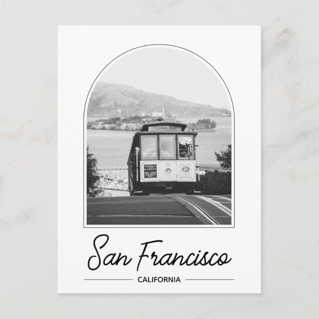 Carte postale du tramway de San Francisco noir et  (Devant)