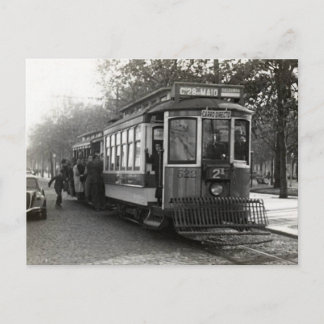 Carte postale du tramway Lisbonne Portugal 1940
