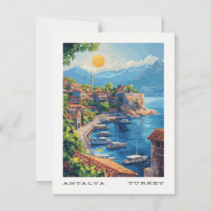 Carte postale du Vintage voyage d'Antalya Turquie