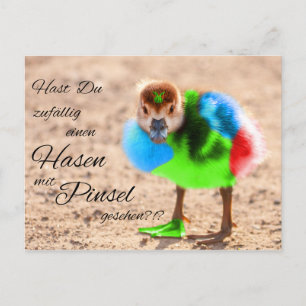 Carte Postale Du zufällig einen Hasen mit Pinsel gesehen ?