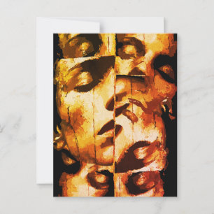 Carte Postale Dualité en or – Portrait moderne abstrait