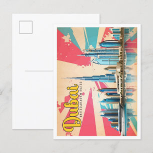 Carte Postale Dubaï EAU Pop Art Illustration de voyage