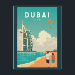 Carte Postale Dubai Émirats Arabes Unis Retro Art Voyage<br><div class="desc">Dubaï vectoriel art design. Dubaï est une ville émergeante aux Emirats Arabes Unis connue pour ses boutiques de luxe,  son architecture ultramoderne et sa vie nocturne animée.</div>