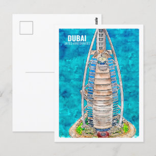 Carte Postale Dubai Émirats Arabes Unis Voyage Aquarelle