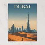 Carte Postale Dubai Skyline dans un look Vintage moderne<br><div class="desc">Burj Khalifa s'élève dans le désert avec des formes géométriques propres et des couleurs douces.</div>