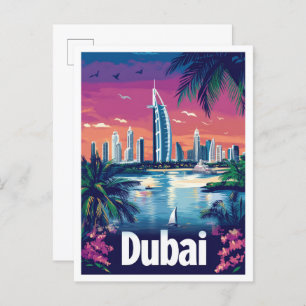 Carte Postale Dubai United Arab Emirates Travel Illustration