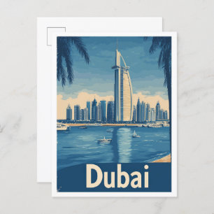 Carte Postale Dubai United Arab Emirates Travel Illustration
