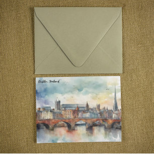 Carte Postale Dublin Ireland City Silhouette Aquarelle Peinture