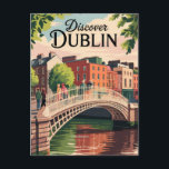 Carte Postale Dublin Irlande Illustration Travel Art Vintage<br><div class="desc">Design de voyage vectoriel rétro de Dublin. Ses bâtiments historiques comprennent le château de Dublin datant du XIIIe siècle et l'imposante cathédrale Saint-Patrick,  fondée en 1191.</div>