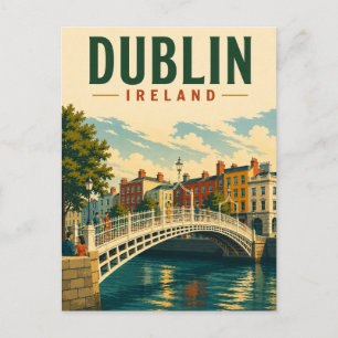 Carte Postale Dublin Irlande Pont Ha'penny Voyage Vintage