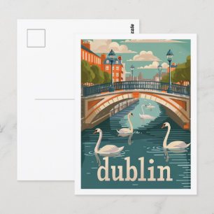 Carte Postale Dublin Irlande Vintage célèbre Travel Place
