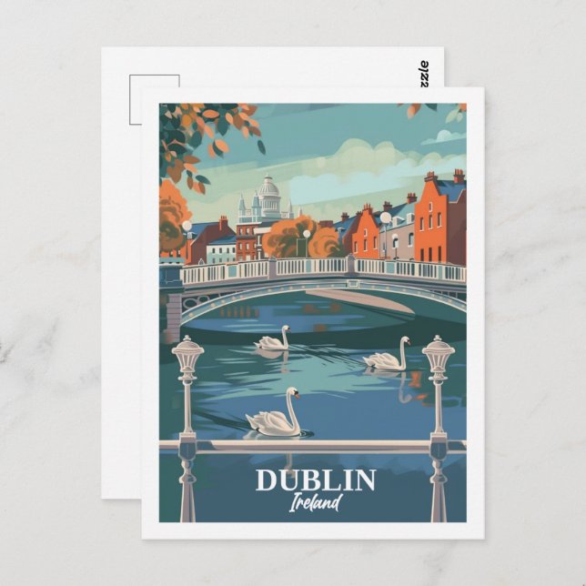 Carte Postale Dublin Irlande Vintage célèbre Travel Place (Devant / Derrière)