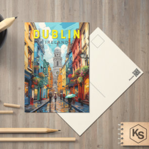 Carte Postale Dublin Irlande Voyage Art Vintage