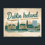 Carte Postale Dublin vintage, Irlande<br><div class="desc">Revenez dans le temps avec cette charmante carte postale vintage qui présente l'allure rétro de Dublin, la capitale irlandaise. La carte postale est une illustration nostalgique des monuments emblématiques de Dublin, évoquant la beauté intemporelle de cette ville vibrante. Avec son style rétro classique, l'image capte l'essence de l'architecture historique et...</div>