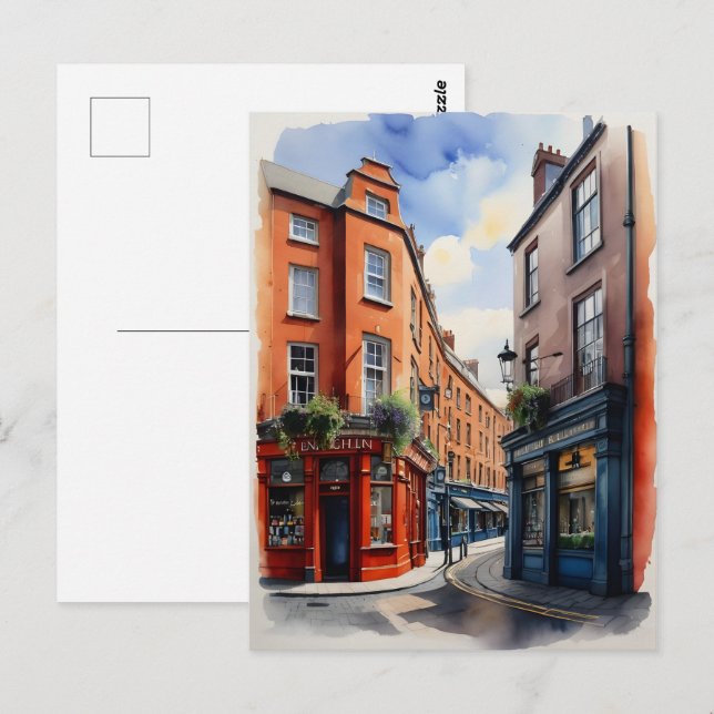 Carte Postale Dublin watercolor (Devant / Derrière)