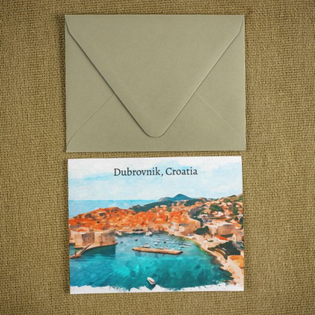 Carte Postale Dubrovnik Cool Croatie Vue panoramique de la côte  (Dubrovnik historic port croatia postcard)