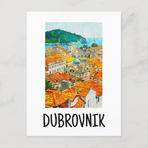 Carte Postale Dubrovnik Croatie Aquarelle Paint