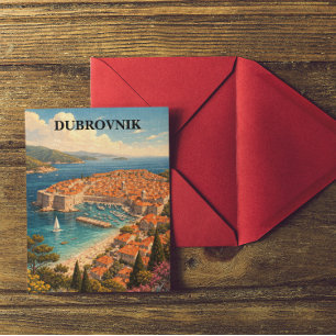 Carte Postale Dubrovnik Croatie Art de Voyage Rétro