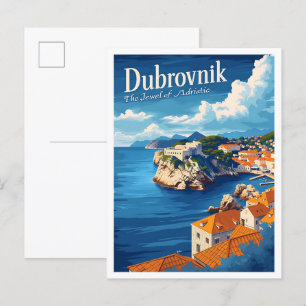Carte Postale Dubrovnik Croatie Art Travel Place Illustration