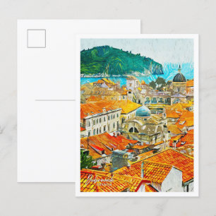 Carte Postale Dubrovnik Croatie Belle peinture à l'huile paysage