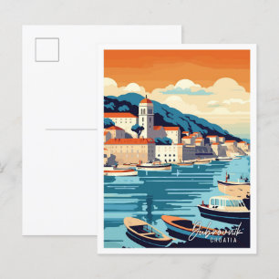 Carte Postale Dubrovnik Croatie illustration de voyage vintage