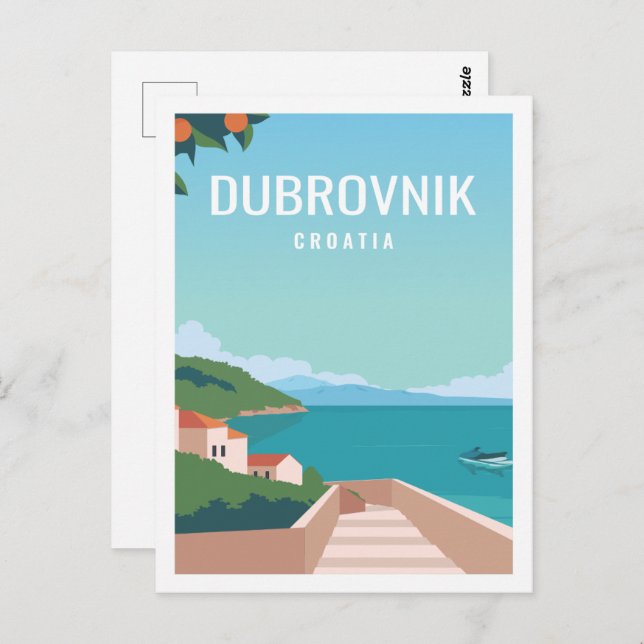Carte Postale Dubrovnik Croatie Illustration d'un lieu de voyage (Devant / Derrière)