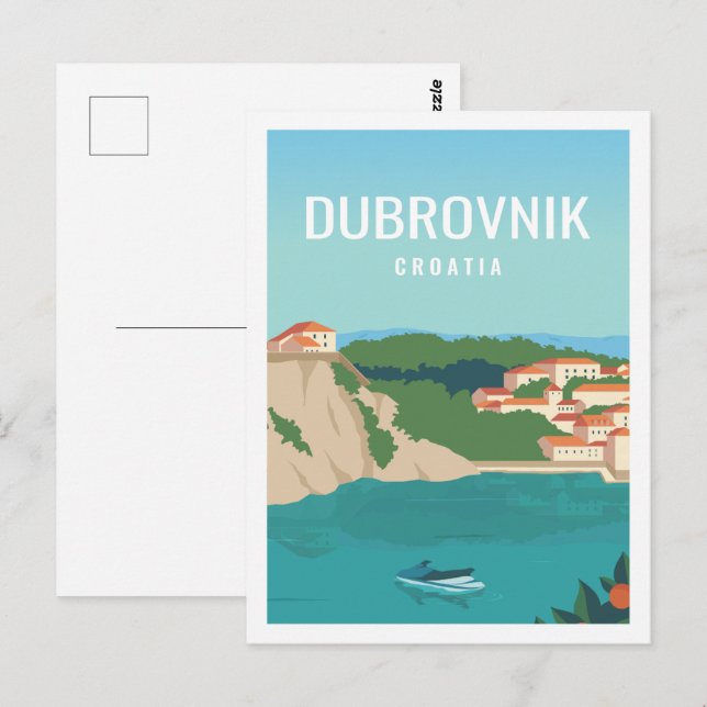 Carte Postale Dubrovnik Croatie Illustration d'un lieu de voyage (Devant / Derrière)