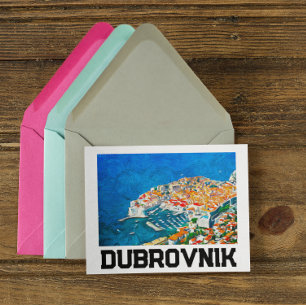 Carte Postale Dubrovnik Croatie Paint à l'huile d'aquarelle