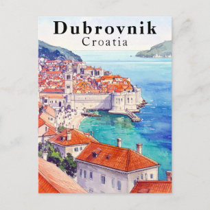 Carte Postale Dubrovnik Croatie Vintage Mer Adriatique Vieille V
