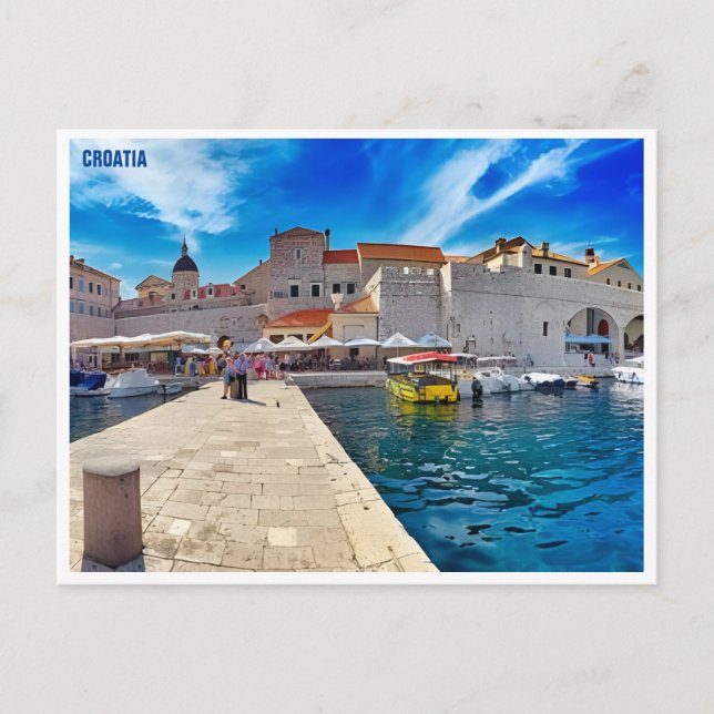 Carte Postale Dubrovnik Croatie Voyage Art Vintage (Devant)