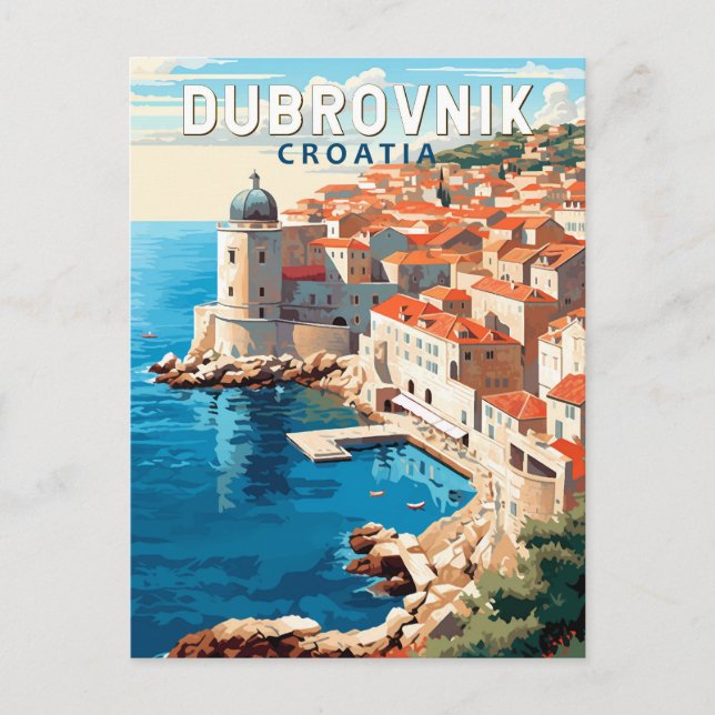 Carte Postale Dubrovnik Croatie Voyage Art Vintage (Devant)