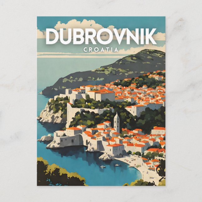 Carte Postale Dubrovnik Nostalgic Travel Art (Devant)