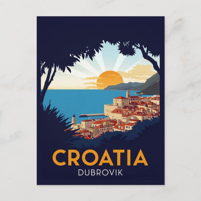 Carte Postale Dubrovnik Sunset View Vintage (Devant)